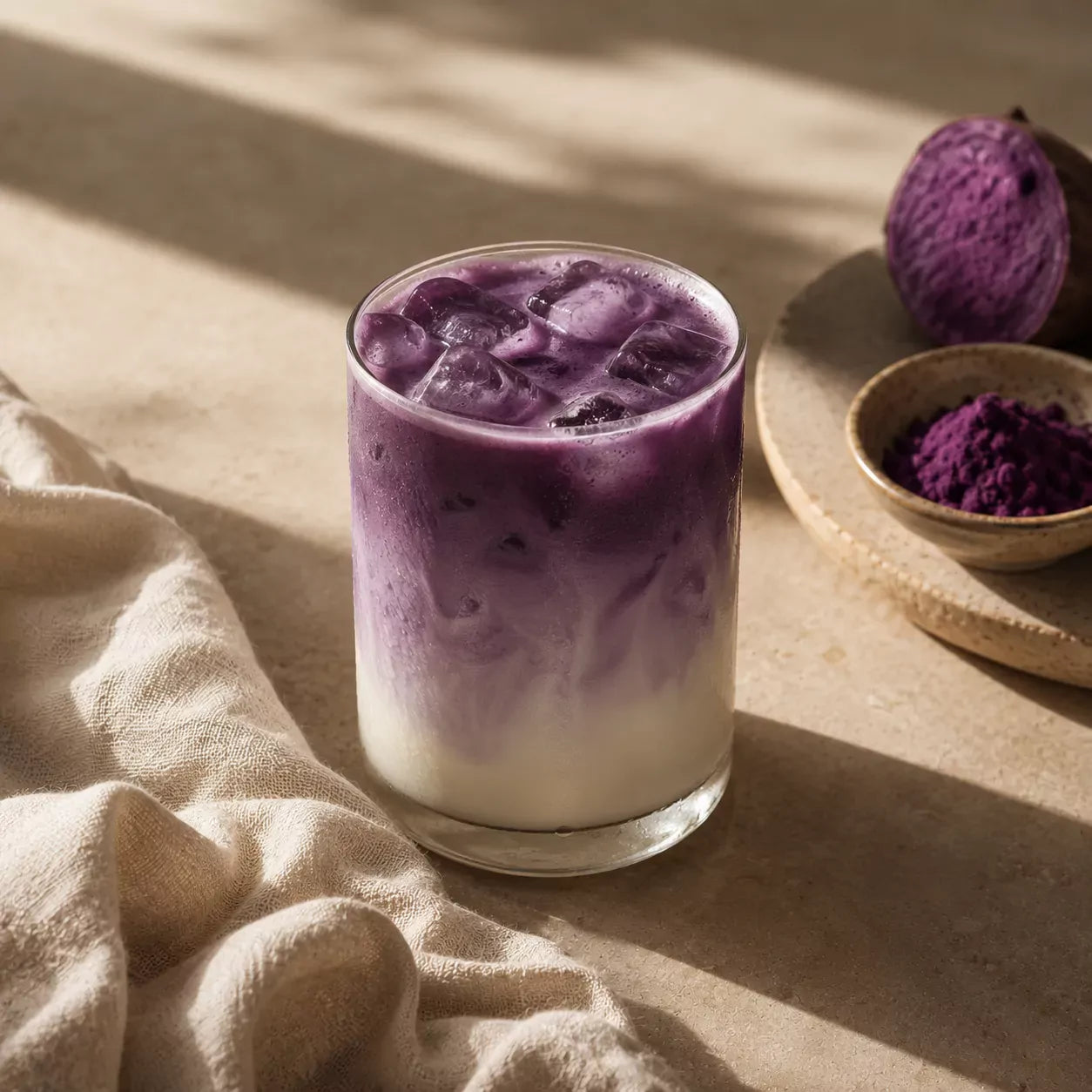 Iced ube latte